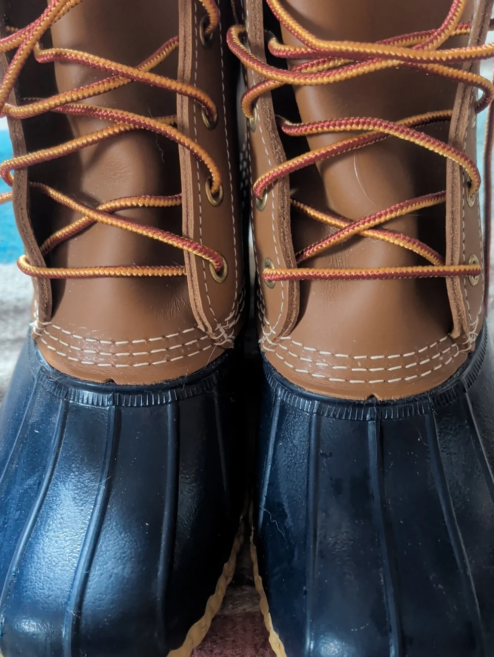 LL Bean Brown and Black Duck Boots - Lace-Up Waterproof 9N Women's